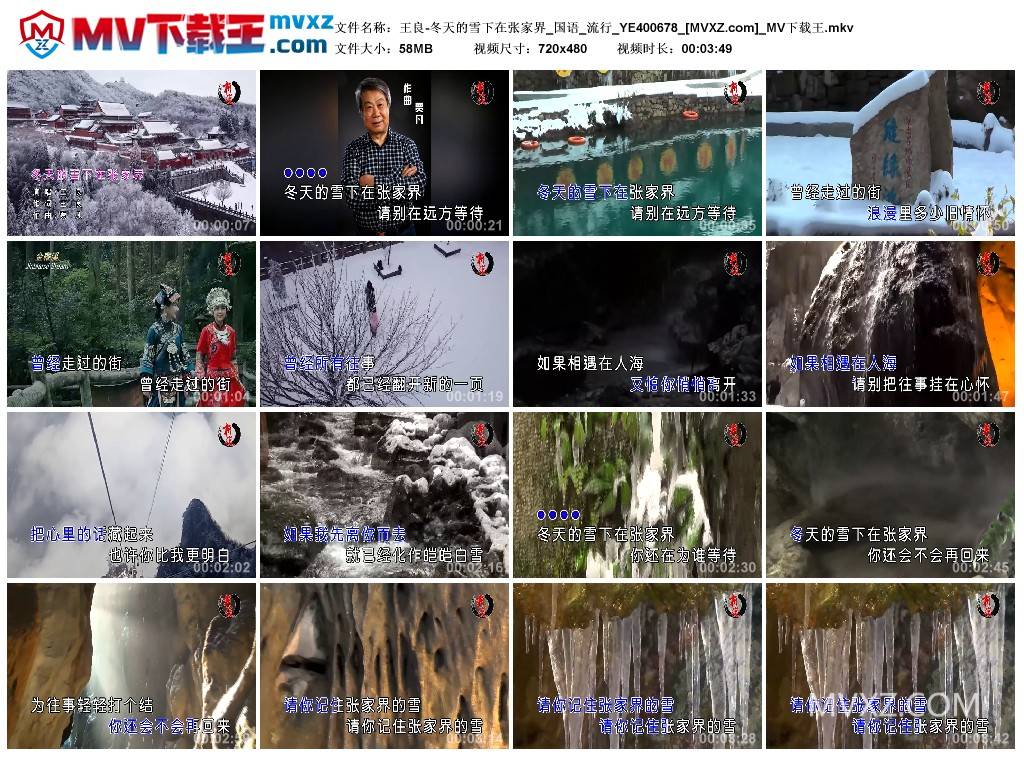 王良-冬天的雪下在张家界_国语_流行_YE400678